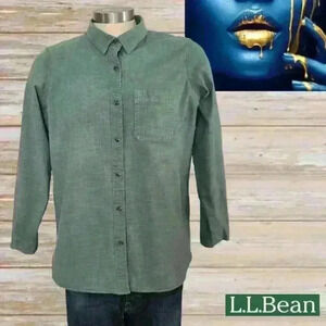 LL Bean Shirt Long Sleeve Womens Green Sz 1X Plus Cotton